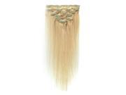 SODIAL Women Human Hair Clip In Hair Extensions 7pcs 70g 20inch Gold