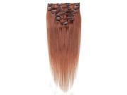 THZY Women Human Hair Clip In Hair Extensions 7pcs 70g 15inch Red