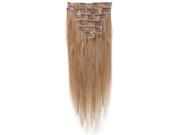 SODIAL Women Human Hair Clip In Hair Extensions 7pcs 70g 22inch Camel brown