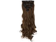 SODIAL 8 Pcs Womens Girls Clip In Hair Extensions Long Curly Wavy Full Head Hair Extentions Synthetic 17 43cm Light Brown