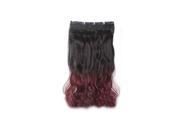 SODIAL Real Thick Hair Extensions Long Wavy Curly Synthetic Wigs Clip Brown Wine red 61cm