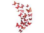 SODIAL 12pcs 3D Novel Colorful Wall Sticker Butterfly Home Decor Room Decoration Stickers Hot Sell Red