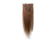 SODIAL Women Human Hair Clip In Hair Extensions 7pcs 70g 18inch Light brown