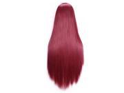 SODIAL Anime Long Straight Hair Wig Cosplay Long Straight Costume Wine Red