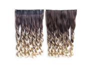 SODIAL Ombre Hair Extensions brown gold Hair Clip in Hair Extensions Clip on Hairpieces Synthetic Hair Extensions 60CM 4T24