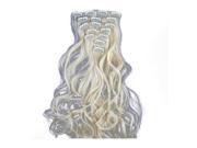 THZY 24 60cm 130g Long wavy Synthetic Hair Clip in Hair Extensions pieces 7pcs set high temperature fiber 613 Light Gold
