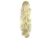 SODIAL 25.6 Long Claw Clip Drawstring Ponytail Fake Hair Extensions False Hair Pony Tails Horse Tress Curly Synthetic Hairpieces Pieces Light Gold