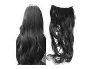SODIAL Real Thick Hair Extensions Long Wavy Curly Synthetic Wigs Clip Black 73cm