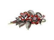 SODIAL Fashion Vintage Jewelry Charm Rose Flowers With Leaves Alligator Clip Hair Clip Red