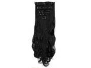 SODIAL 8 Pcs Womens Girls Clip In Hair Extensions Long Curly Wavy Full Head Hair Extentions Synthetic 17 43cm Black brown