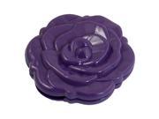SODIAL Rose Pattern Round Shaped Two Side Folding Metal Cosmetic Mirror Purple