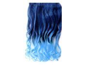 SODIAL 55cm 21 Long Curly Clip In Hair Extensions Wigs Hairpiece Blue