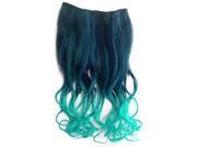 SODIAL New Fashion Women Girls 3 4 Full Head Clip in Synthetic Hair Extensions Long Curly Hair Dark green