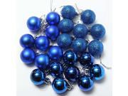 SODIAL 24Pcs Chic Christmas Baubles Tree Plain Glitter XMAS Ornament Ball Decoration Blue