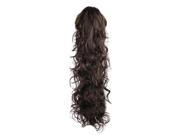 SODIAL 25.6 Long Claw Clip Drawstring Ponytail Fake Hair Extensions False Hair Pony Tails Horse Tress Curly Synthetic Hairpieces Pieces Dark Brown