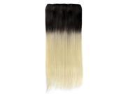 SODIAL Sexy Hairpiece Clip Hair Extensions Highlighting Colours Straight Synthetic Hair 64cm Black Gold