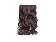 SODIAL Real Thick Hair Extensions Long Wavy Curly Synthetic Wigs Clip Dark Brown 73cm