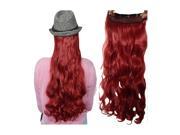 THZY Real Thick Hair Extensions Long Wavy Curly Synthetic Wigs Clip Dark red 73cm