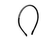 SODIAL Women Rhinestone Accent Plastic Frame Hair Hoop Headband Black Silver Tone