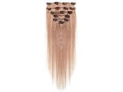 THZY Women Human Hair Clip In Hair Extensions 7pcs 70g 22inch Chestnut color