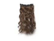 SODIAL Real Thick Hair Extensions Long Wavy Curly Synthetic Wigs Clip Brown 61cm