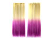 SODIAL 55CM Hair Extensions Wigs Cosplay Fashion Hair Extentions Beige Purple