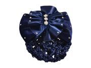 SODIAL Navy Blue Velvet Bowknot Barrette Hair Clip Snood Net for Women