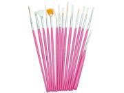 SODIAL Wooden Nylon Nail Art Design Painting Tool Pen Polish Brush Set Kit Pink Set of 15