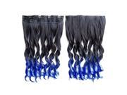 SODIAL Colorful Hair Extensions 130g 60cm 24inch heat resistant fantastic Synthetic Long Clip in Hair Extensions Women hair 5 clips one piece hair extensions C