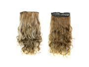 SODIAL Clip In Hair Extensions Hairpiece 24inch 60cm 120g Curly Wavy Hair Extension Synthetic Heat Resistant light gold brown D1010 6H613
