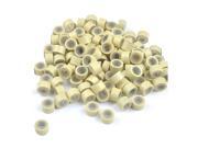 SODIAL 100 x Silicone Feather Hair Extensions Tool Micro Link Bead Rings Tube Beige