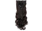 THZY 8 Pcs Womens Girls Clip In Hair Extensions Long Curly Wavy Full Head Hair Extentions Synthetic 17 43cm Dark Brown