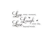 SODIAL LIVE LAUGH LOVE Wall Quote Stickers Removable Vinyl Decal Home Art Decoration Size 25cm by 70cm Color Black
