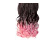 SODIAL 55cm 21 Long Curly Clip In Hair Extensions Wigs Hairpiece Brown Pink
