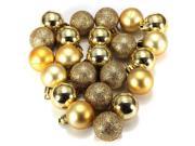 SODIAL 24Pcs Chic Christmas Baubles Tree Plain Glitter XMAS Ornament Ball Decoration Gold