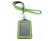 SODIAL Rhinestone Bling Crystal Custom Lanyard Vertical ID Badge Holder Light Green