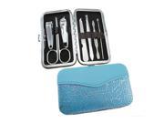 SODIAL Portable 7 in 1 Pedicure Manicure Nail Clippers Cuticle Grooming Kit Blue