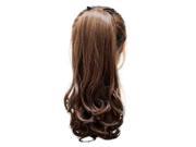 SODIAL Synthetic False Hair Ponytails Pad pony Tail Curly Piece Long Wavy Clip In Wrap Around Ponytail Fake Hair Extensions Hairpiece Light Brown