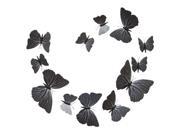 SODIAL 12Pcs Removable 3D plastic Butterfly Wall Sticker Home Decor DIY Wall Decor Christmas Stickers For Kids Room Decorative Wedding Decoration Black