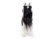 SODIAL Ombre Ponytail Clip in Hair Tail Colored Curly Body Wave Hair Extensions Highlight Weft black white