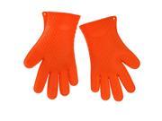 THZY Two Barbecue Heat Resistant Silicone Gloves Oven Kitchen Grill BBQ Cooking Mitts Orange