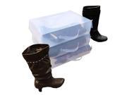 THZY Ladies Knee High Boot Stackable Plastic Shoe Box Storage Foldable Transparent White