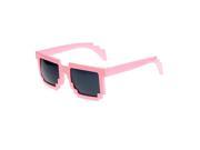 SODIAL Retro Novelty Unisex Cool Pixel Glasses Pixelated Style Square Sunglasses Pink Gray