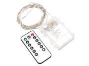SODIAL 10M 100 LEDs Silver String Fairy Xmas Strip Light AA Battery Remote Controller Warm White