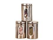 THZY 3pcs Stainless Steel Window Canister Tea Coffee Sugar Nuts Jar Storage Set silver