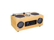 THZY Eco friendly Hand made Light Weight Mini Portable Bamboo Wood Boombox Card Speaker with Radio Function Remote Control Usb Cable