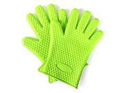 THZY Two Barbecue Heat Resistant Silicone Gloves Oven Kitchen Grill BBQ Cooking Mitts Green