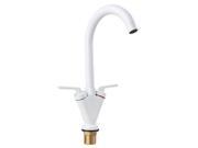 THZY grilled paint Kitchen Faucet Sink Tap Dual Lever Swivel Spout Rotating Nozzle white