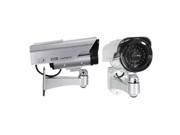 THZY 2X Quality Solar Powered Dummy Surveillance Red LED Light Security CCTV Camera Silver