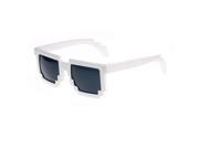 SODIAL Retro Novelty Unisex Cool Pixel Glasses Pixelated Style Square Sunglasses White Gray